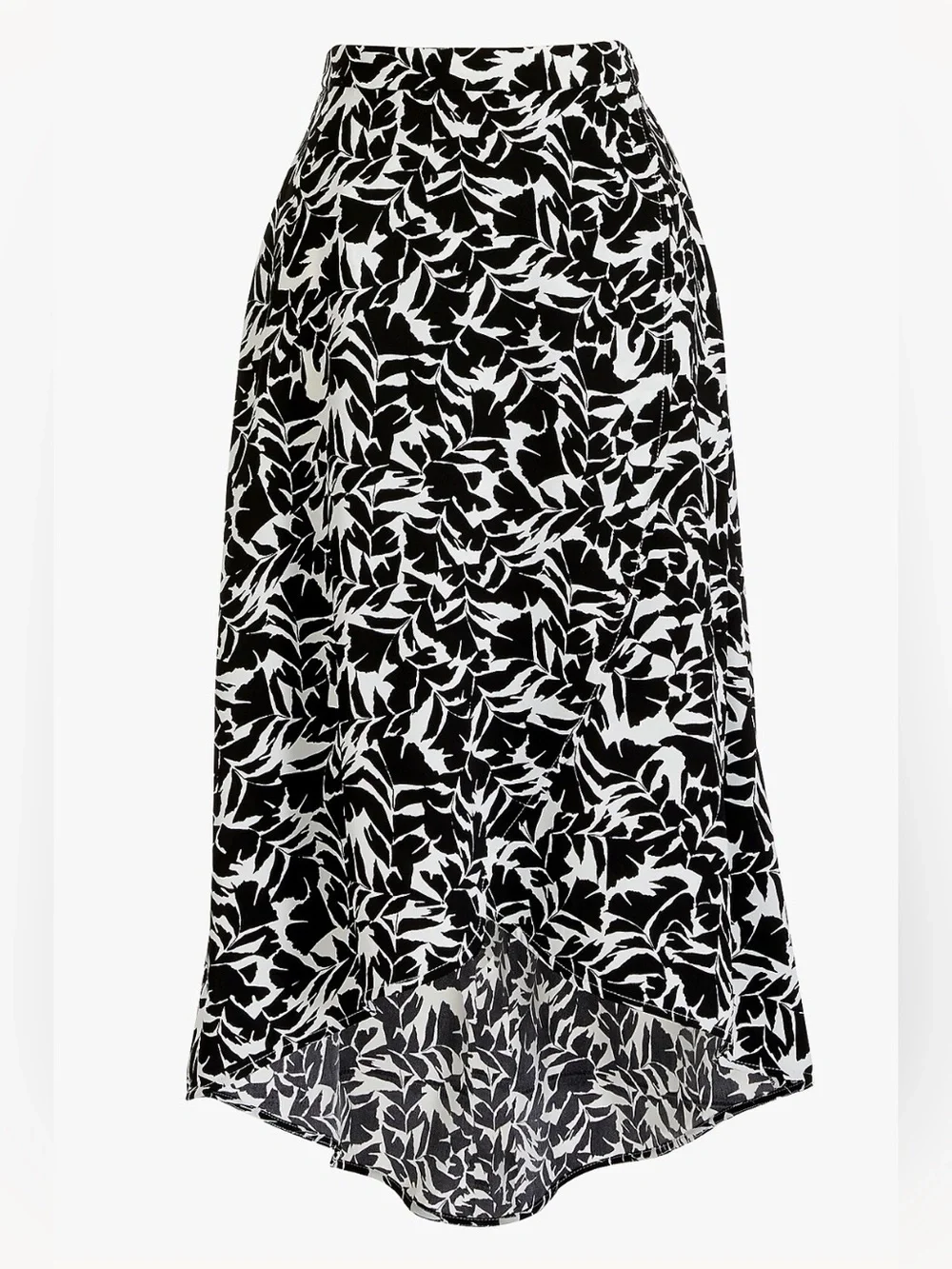 J. Crew Black and White Leaf-Print Midi Skirt